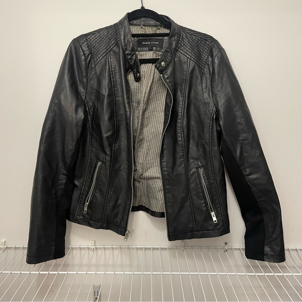 Black Rivet Leather Jacket Size Large